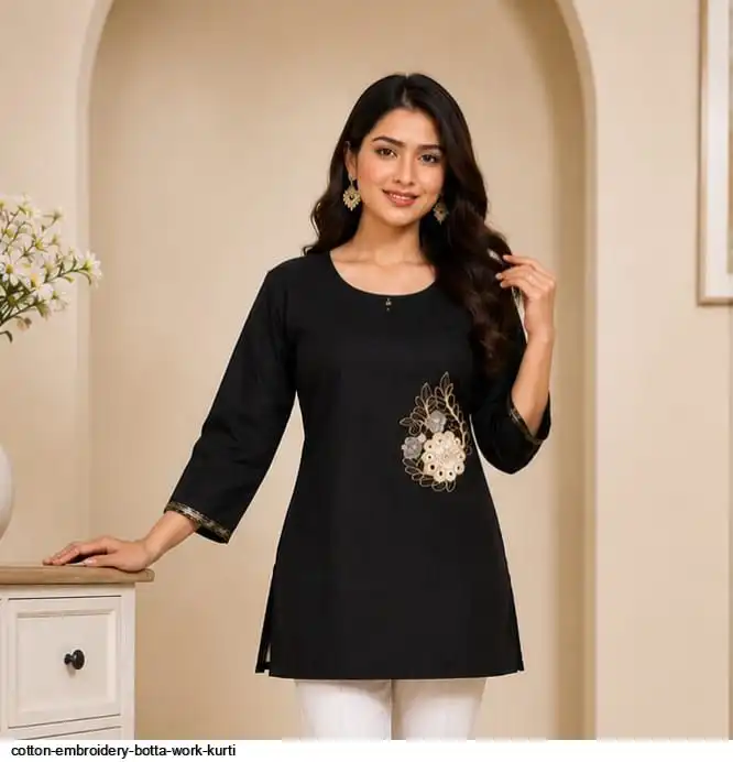 COTTON EMBROIDERY BOTTA WORK KURTI 1