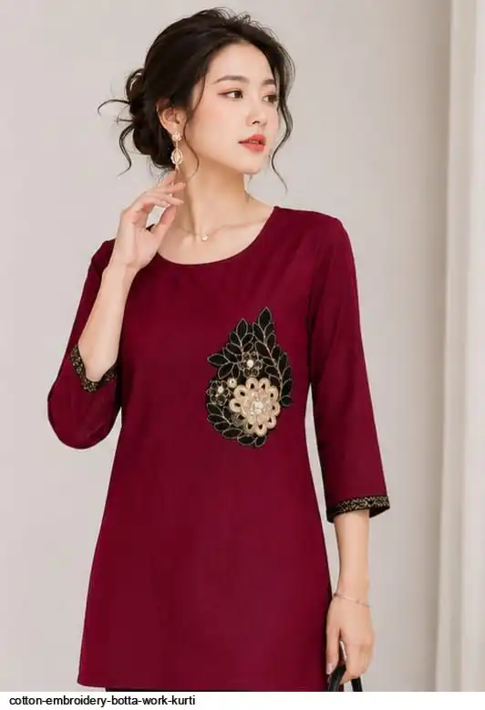 COTTON EMBROIDERY BOTTA WORK KURTI 2
