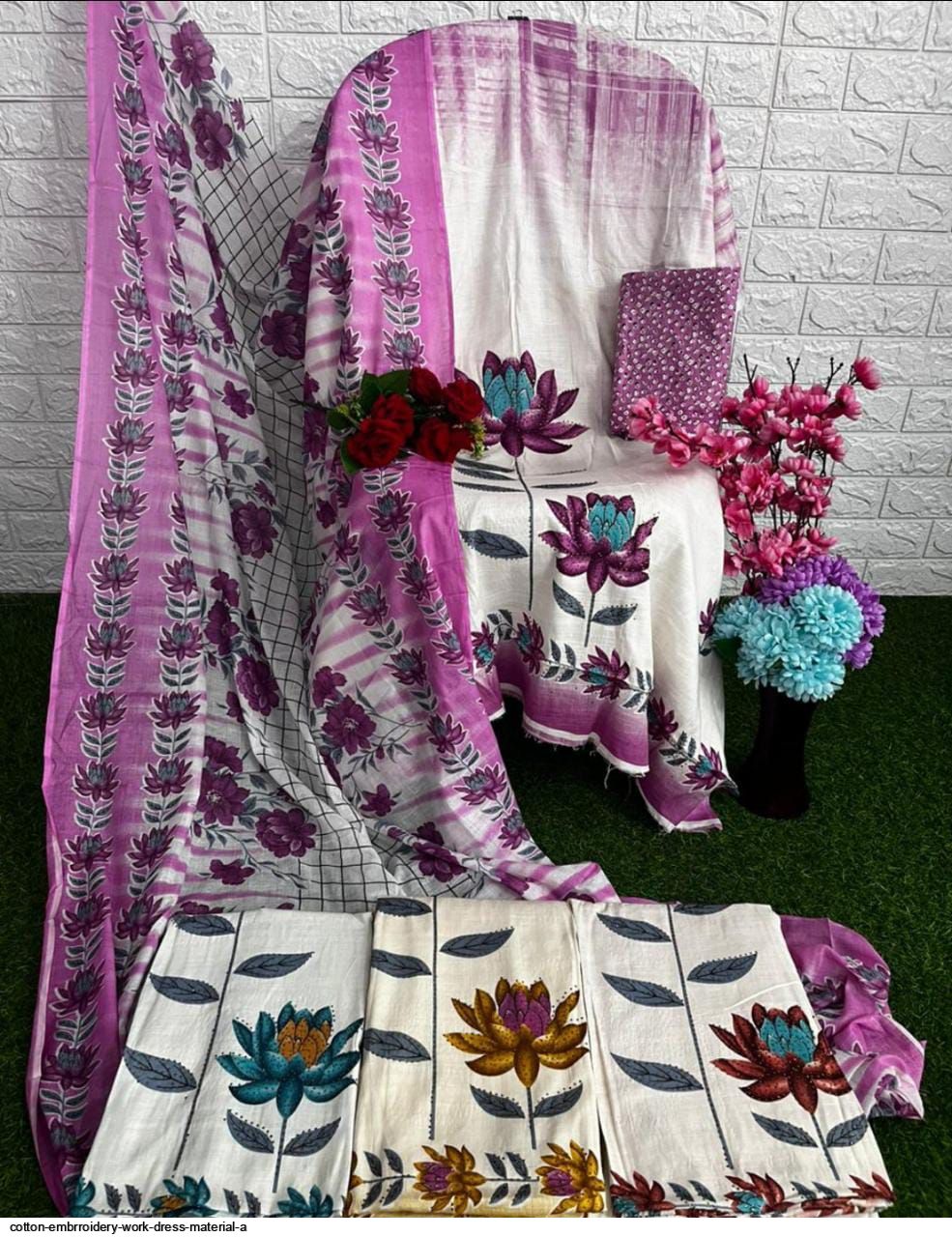 COTTON EMBRROIDERY WORK DRESS MATERIAL A