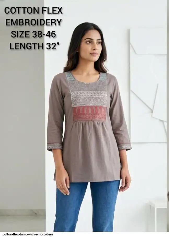 COTTON FLEX TUNIC WITH EMBROIDERY D