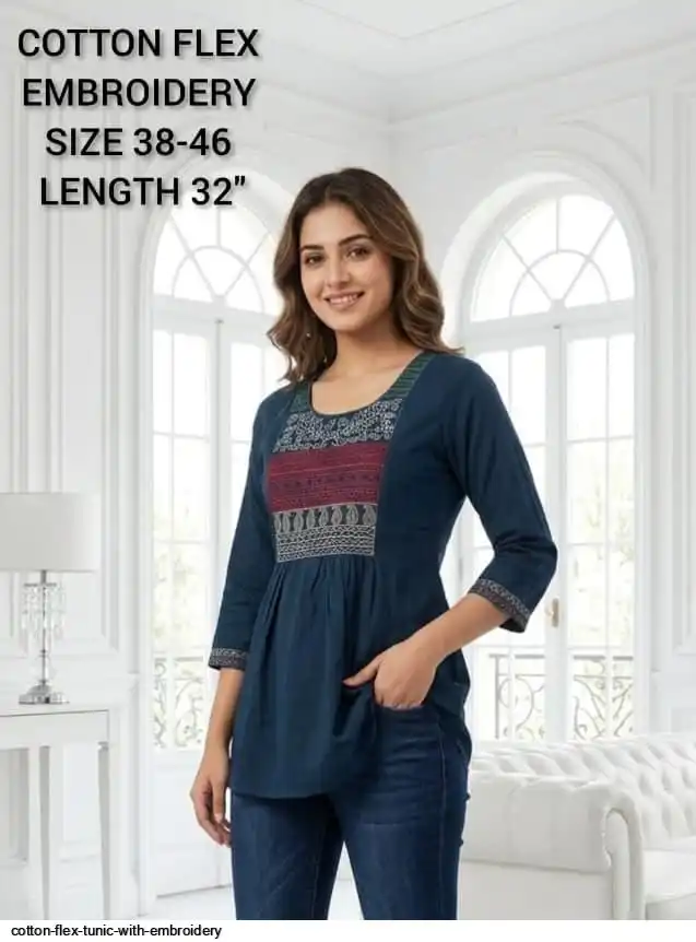 COTTON FLEX TUNIC WITH EMBROIDERY F