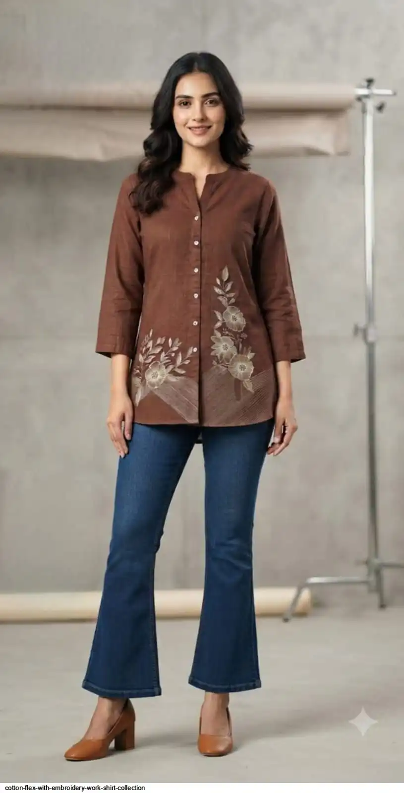 COTTON FLEX WITH EMBROIDERY WORK SHIRT COLLECTION A