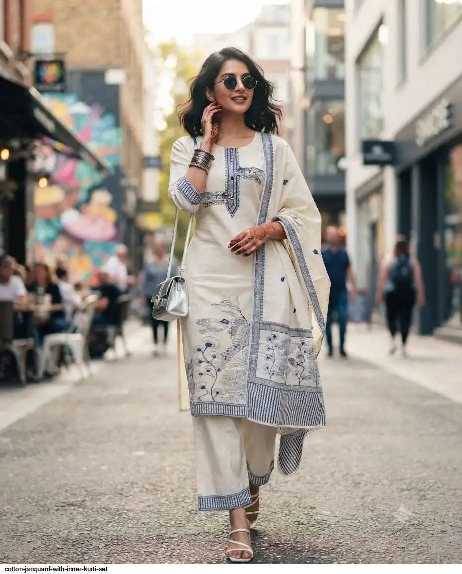 COTTON JACQUARD WITH INNER KURTI SET B