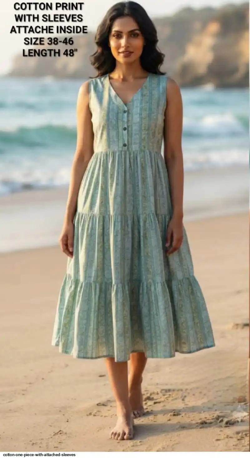 COTTON ONE PIECE WITH ATTACHED SLEEVES F