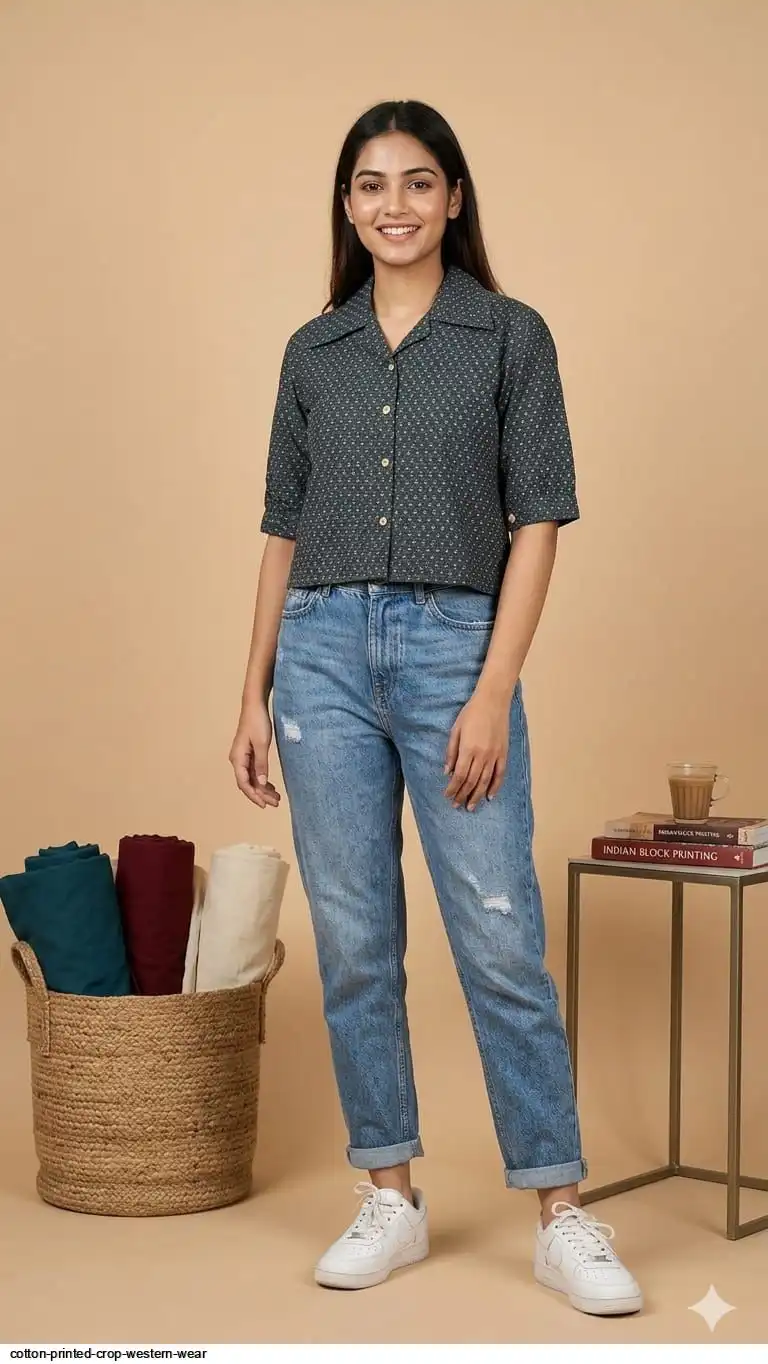 COTTON PRINTED CROP WESTERN WEAR 4
