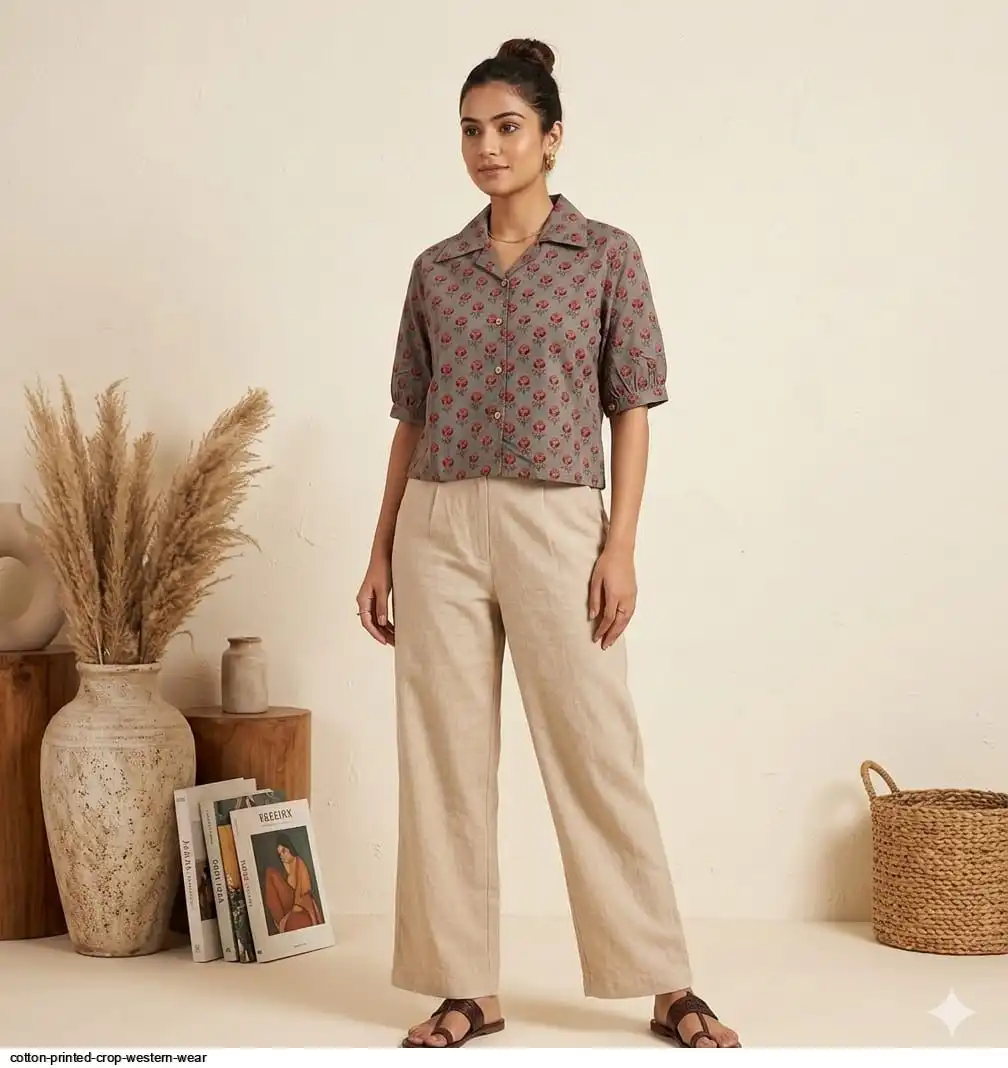 COTTON PRINTED CROP WESTERN WEAR 5