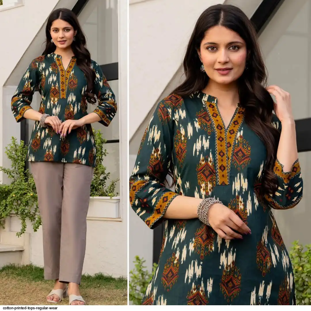 COTTON PRINTED TOPS REGULAR WEAR A