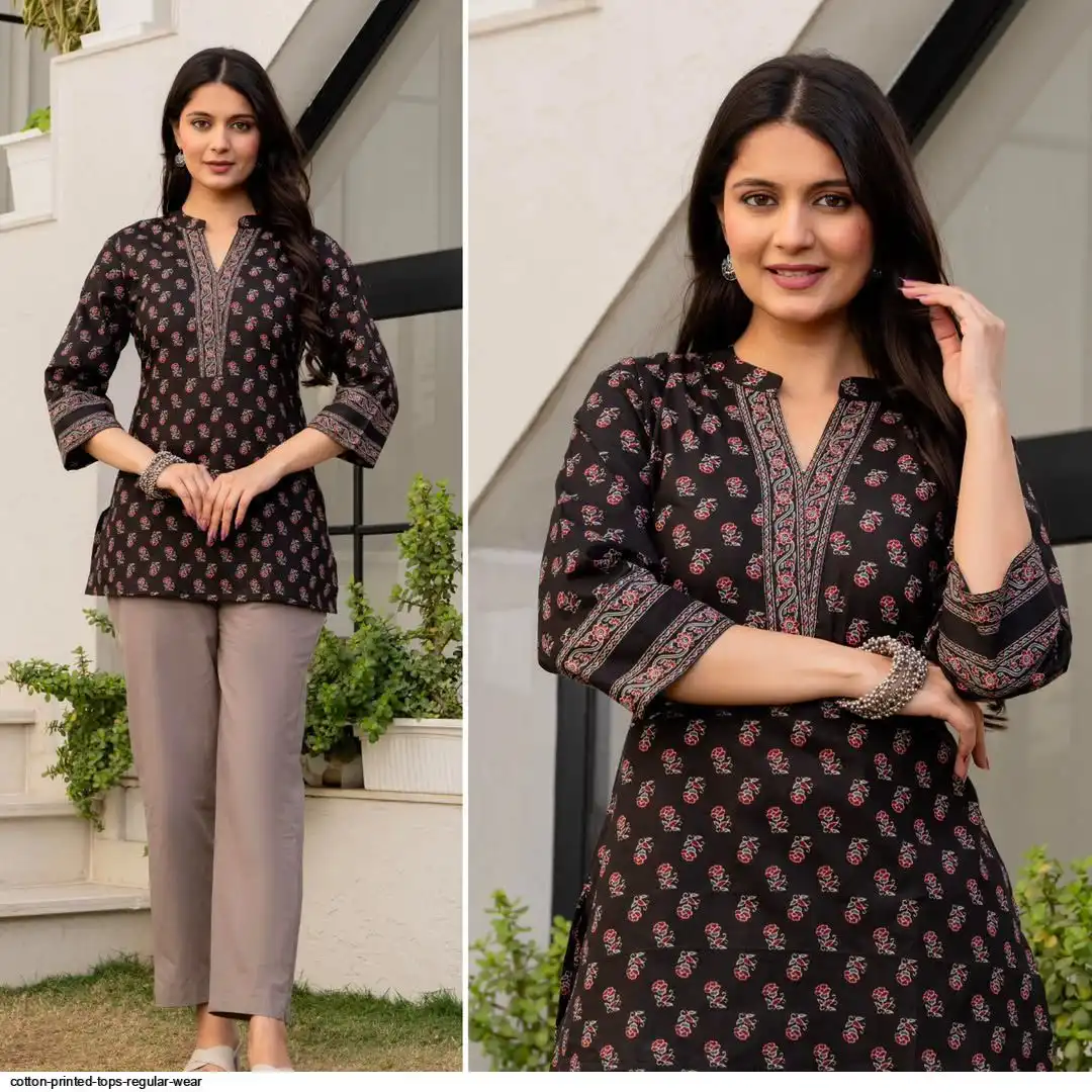 COTTON PRINTED TOPS REGULAR WEAR D