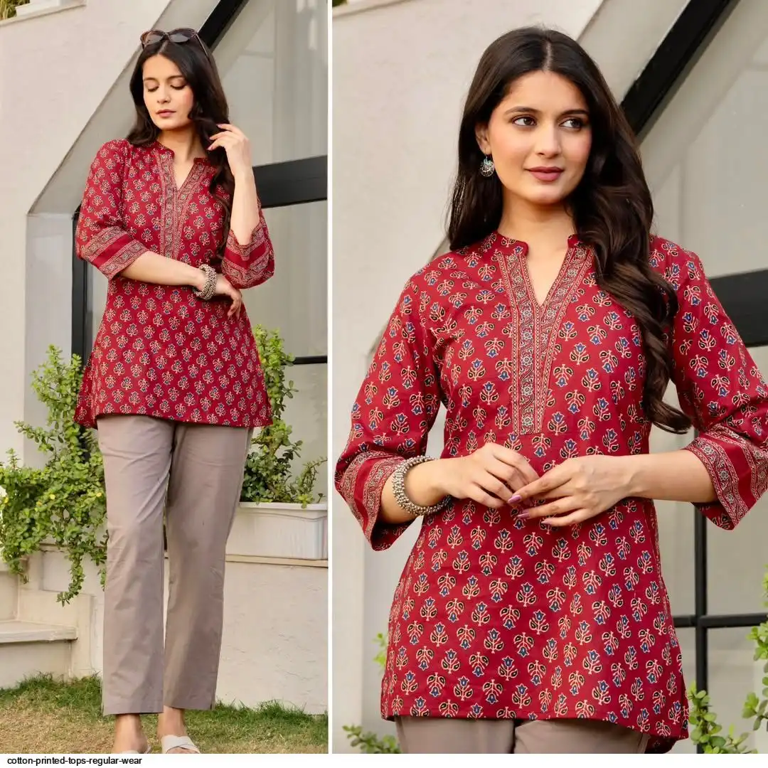COTTON PRINTED TOPS REGULAR WEAR E