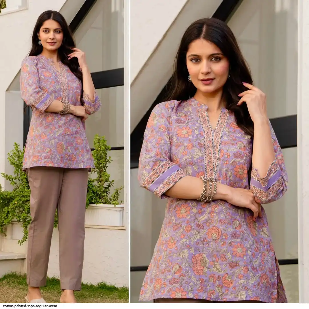COTTON PRINTED TOPS REGULAR WEAR F