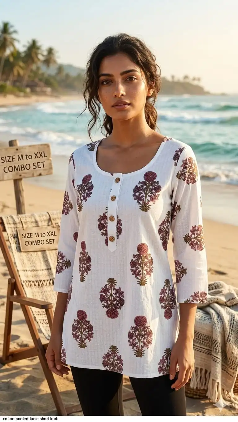 COTTON PRINTED TUNIC SHORT KURTI A