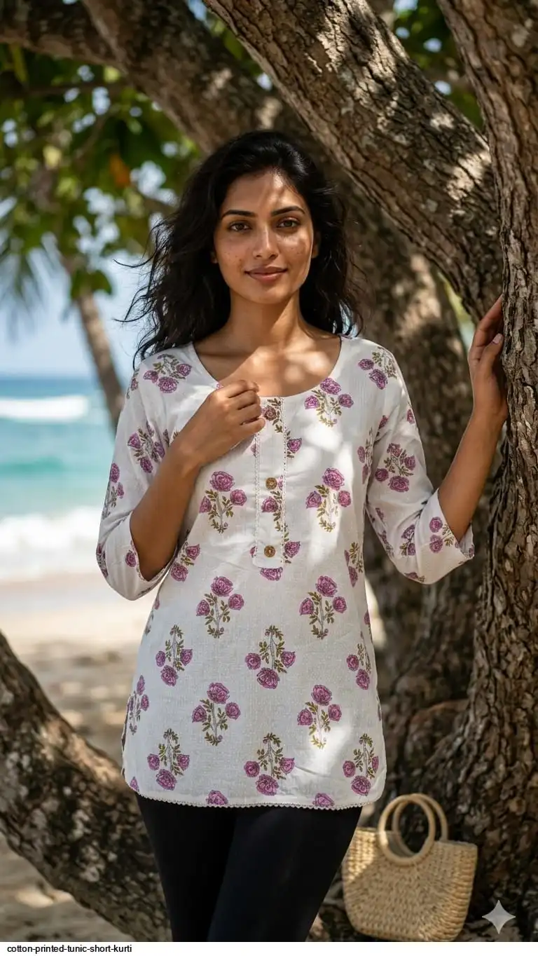 COTTON PRINTED TUNIC SHORT KURTI E