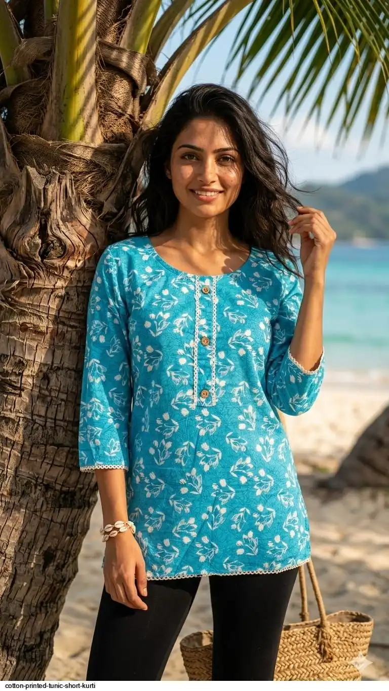 COTTON PRINTED TUNIC SHORT KURTI H