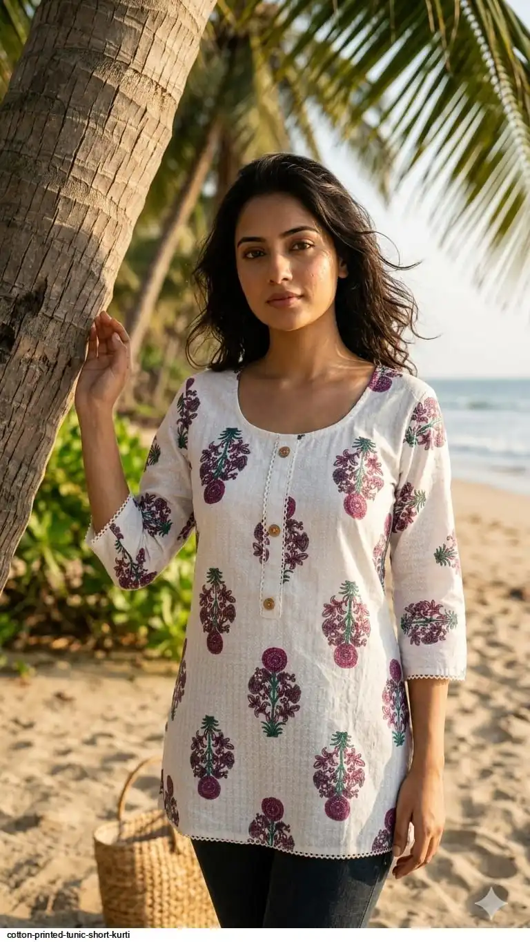 COTTON PRINTED TUNIC SHORT KURTI L
