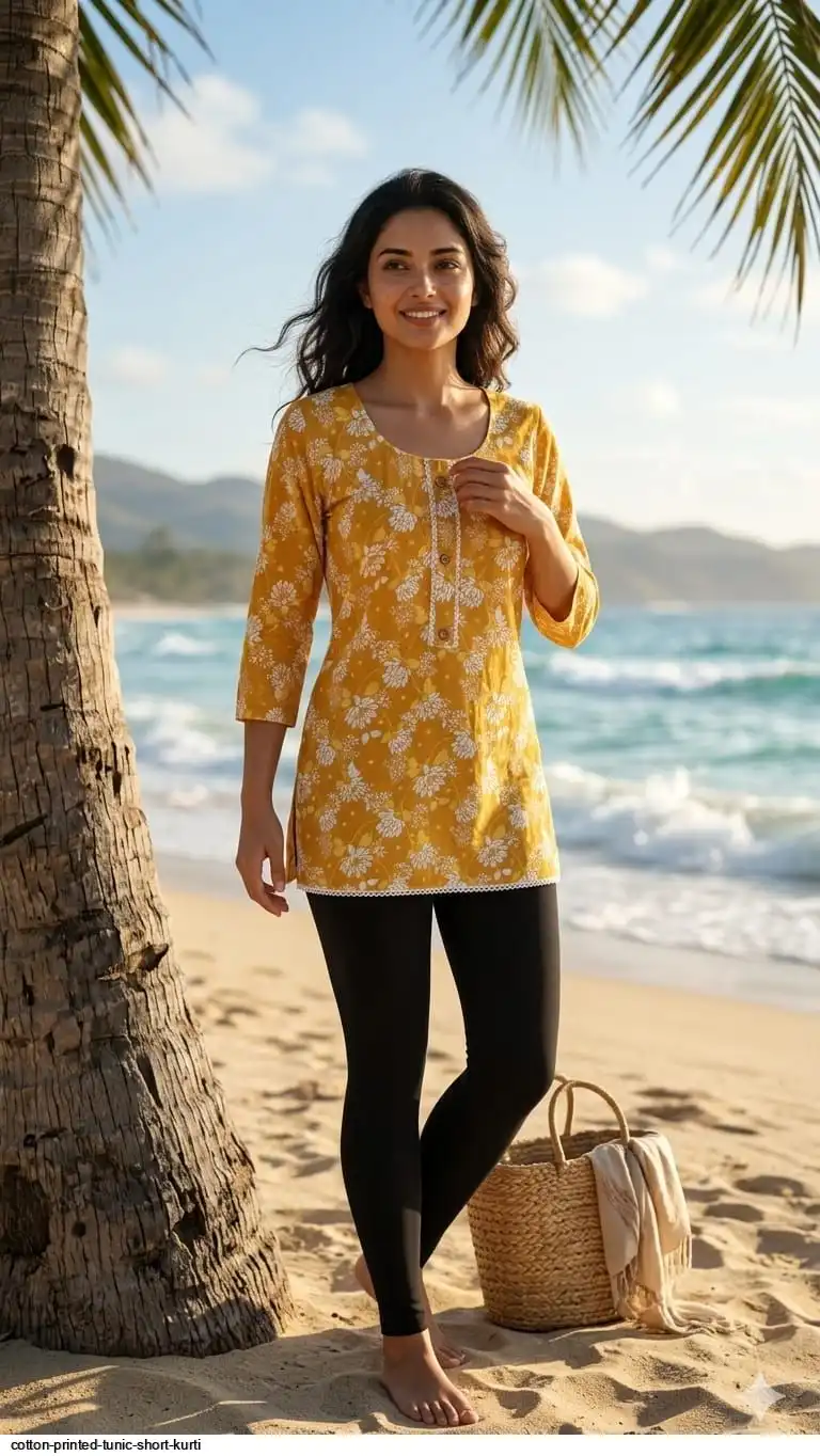 COTTON PRINTED TUNIC SHORT KURTI K