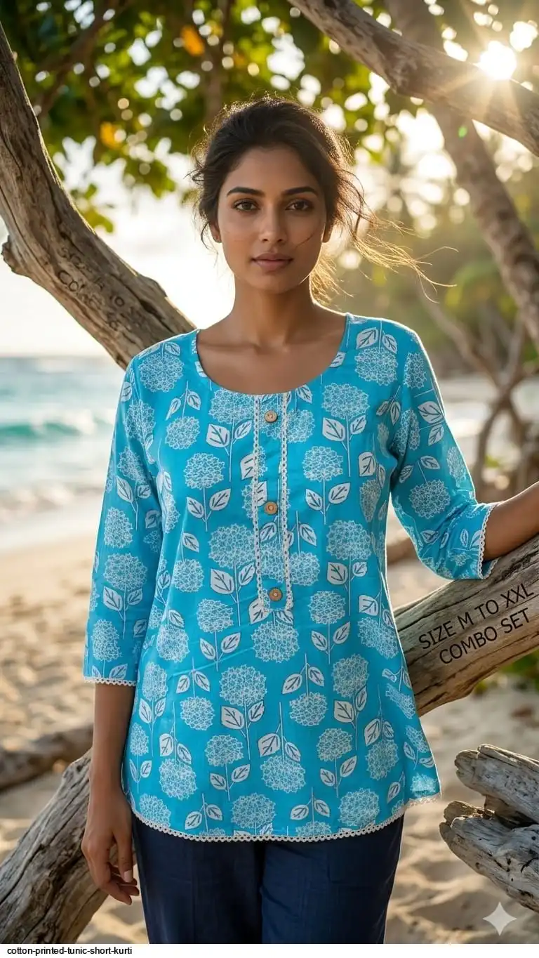COTTON PRINTED TUNIC SHORT KURTI M