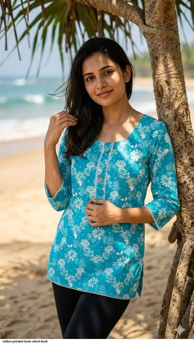 COTTON PRINTED TUNIC SHORT KURTI O