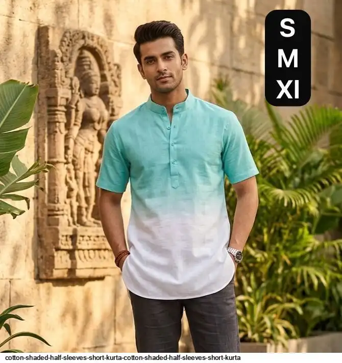 COTTON SHADED HALF SLEEVES SHORT KURTA COTTON SHADED HALF SLEEVES SHORT KURTA 5