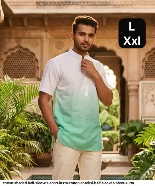 COTTON SHADED HALF SLEEVES SHORT KURTA COTTON SHADED HALF SLEEVES SHORT KURTA 4
