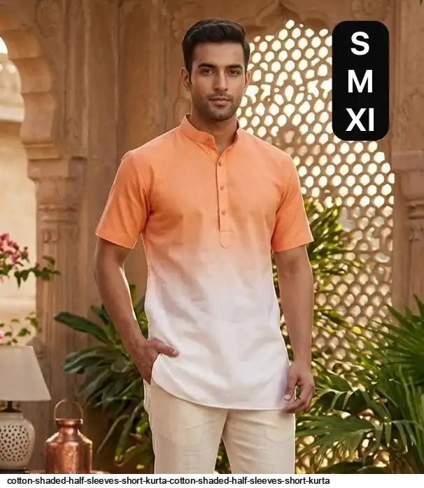 COTTON SHADED HALF SLEEVES SHORT KURTA COTTON SHADED HALF SLEEVES SHORT KURTA 8