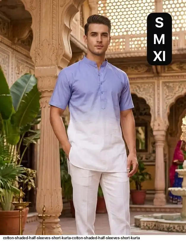 COTTON SHADED HALF SLEEVES SHORT KURTA COTTON SHADED HALF SLEEVES SHORT KURTA 6