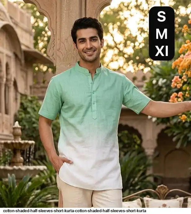 COTTON SHADED HALF SLEEVES SHORT KURTA COTTON SHADED HALF SLEEVES SHORT KURTA 9