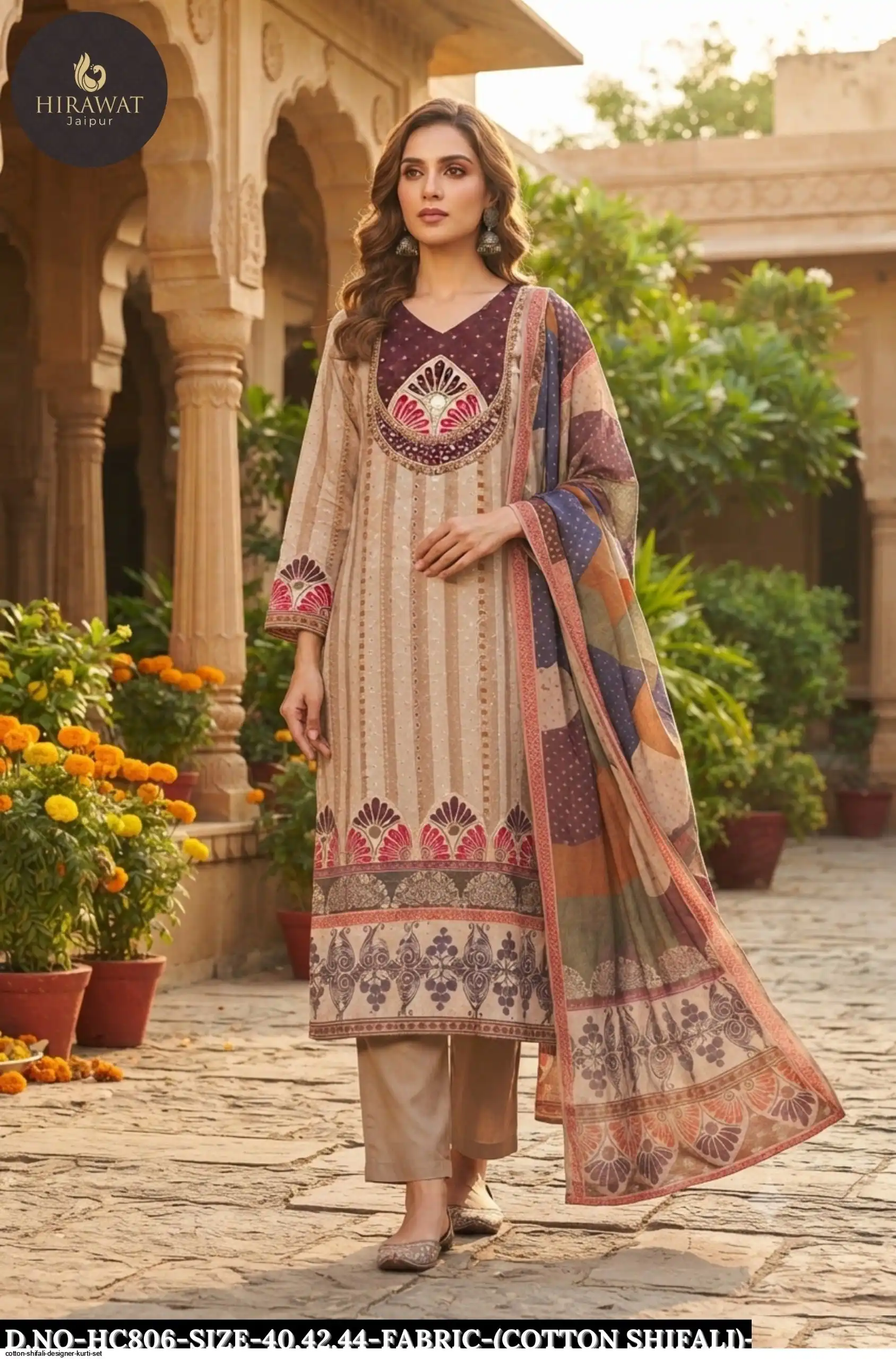 COTTON SHIFALI DESIGNER KURTI SET HC806