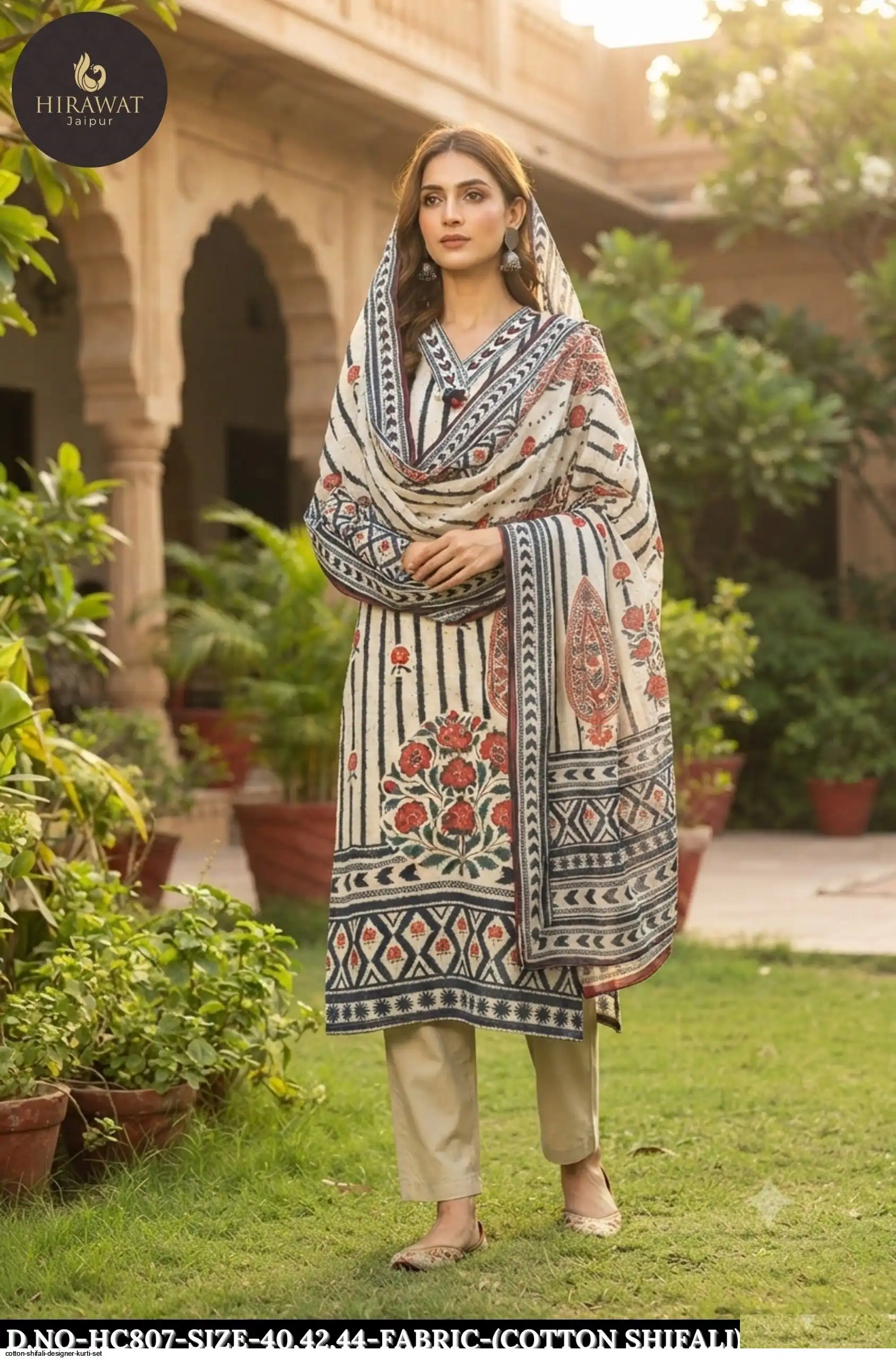 COTTON SHIFALI DESIGNER KURTI SET HC807
