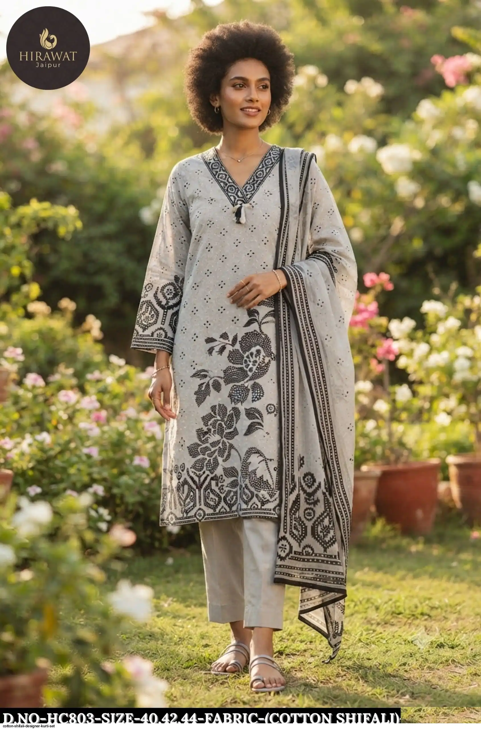 COTTON SHIFALI DESIGNER KURTI SET HC803