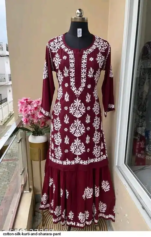 COTTON Silk kurti and sharara PANT