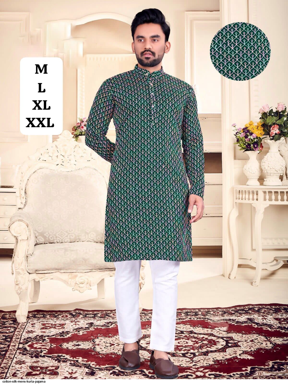 Cotton silk kurta online pajama