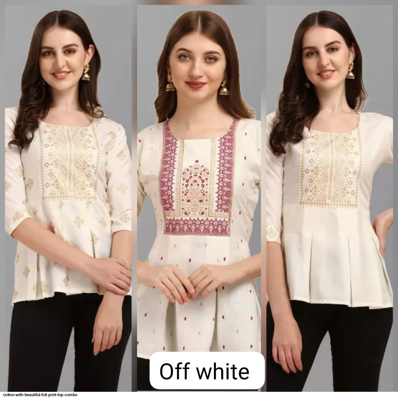 COTTON WITH BEAUTIFUL FOIL PRINT TOP COMBO