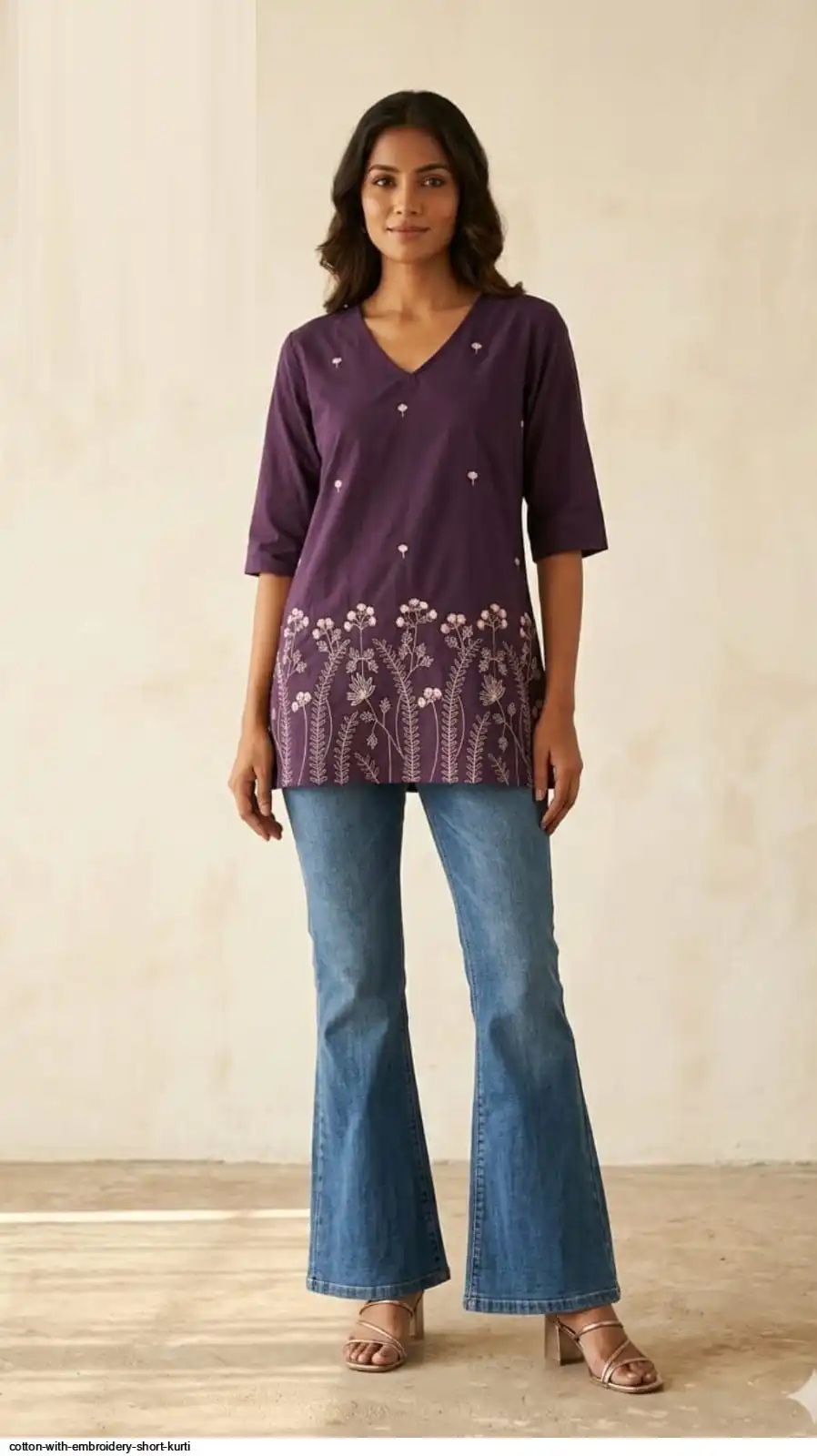 COTTON WITH EMBROIDERY SHORT KURTI C