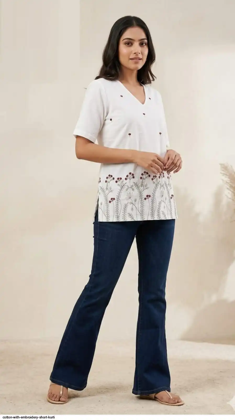 COTTON WITH EMBROIDERY SHORT KURTI E