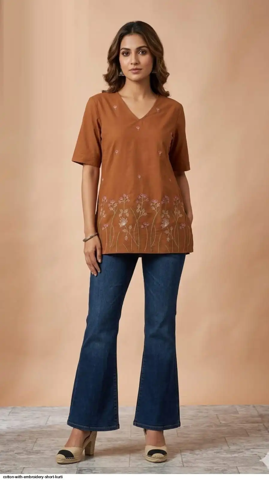 COTTON WITH EMBROIDERY SHORT KURTI D
