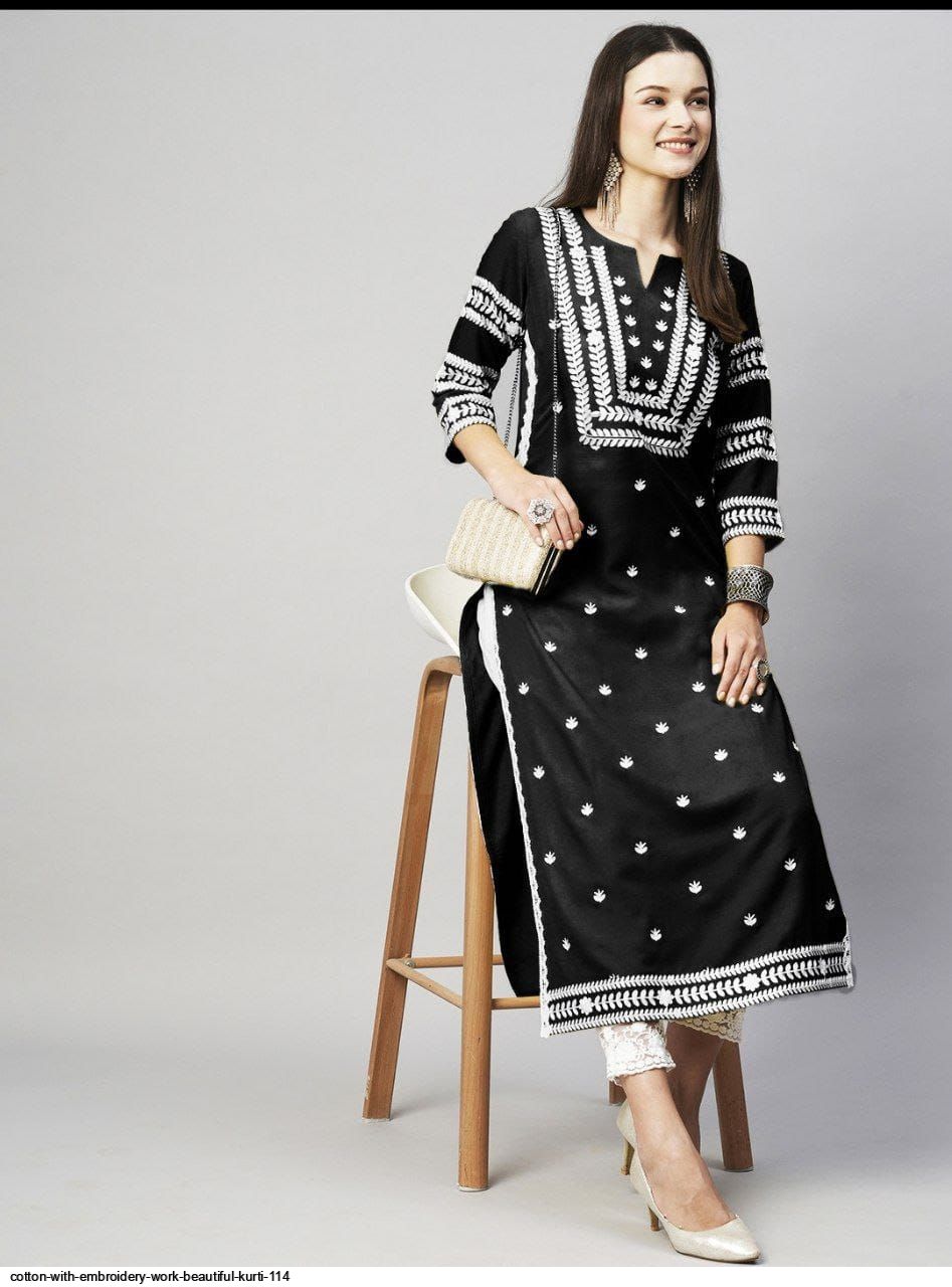 COTTON WITH EMBROIDERY WORK BEAUTIFUL KURTI 114 B