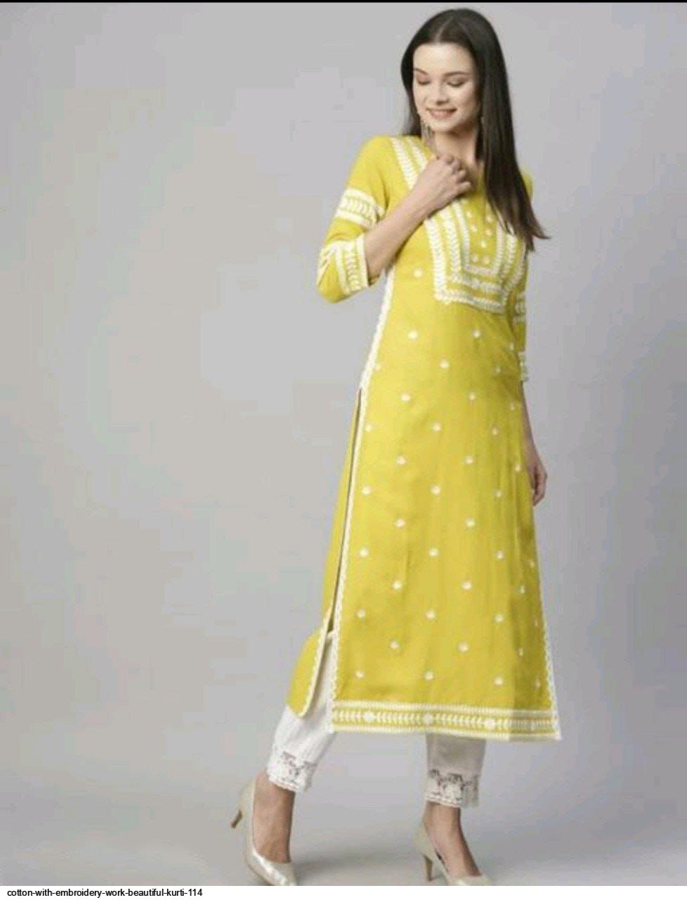 COTTON WITH EMBROIDERY WORK BEAUTIFUL KURTI 114 E