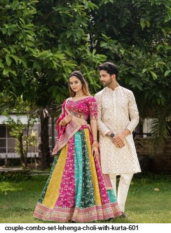 couple combo set lehenga choli with kurta 601 600