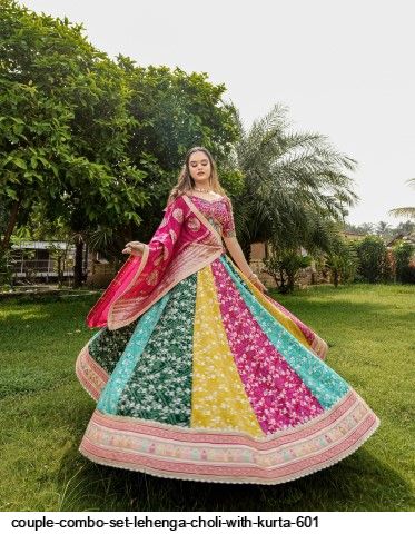 Navratri Couple Special Lehenga Choli With Printed Butter Silk Material and  Glued Mirror Work. Express Shipping for Garba UK, US, Canada - Etsy