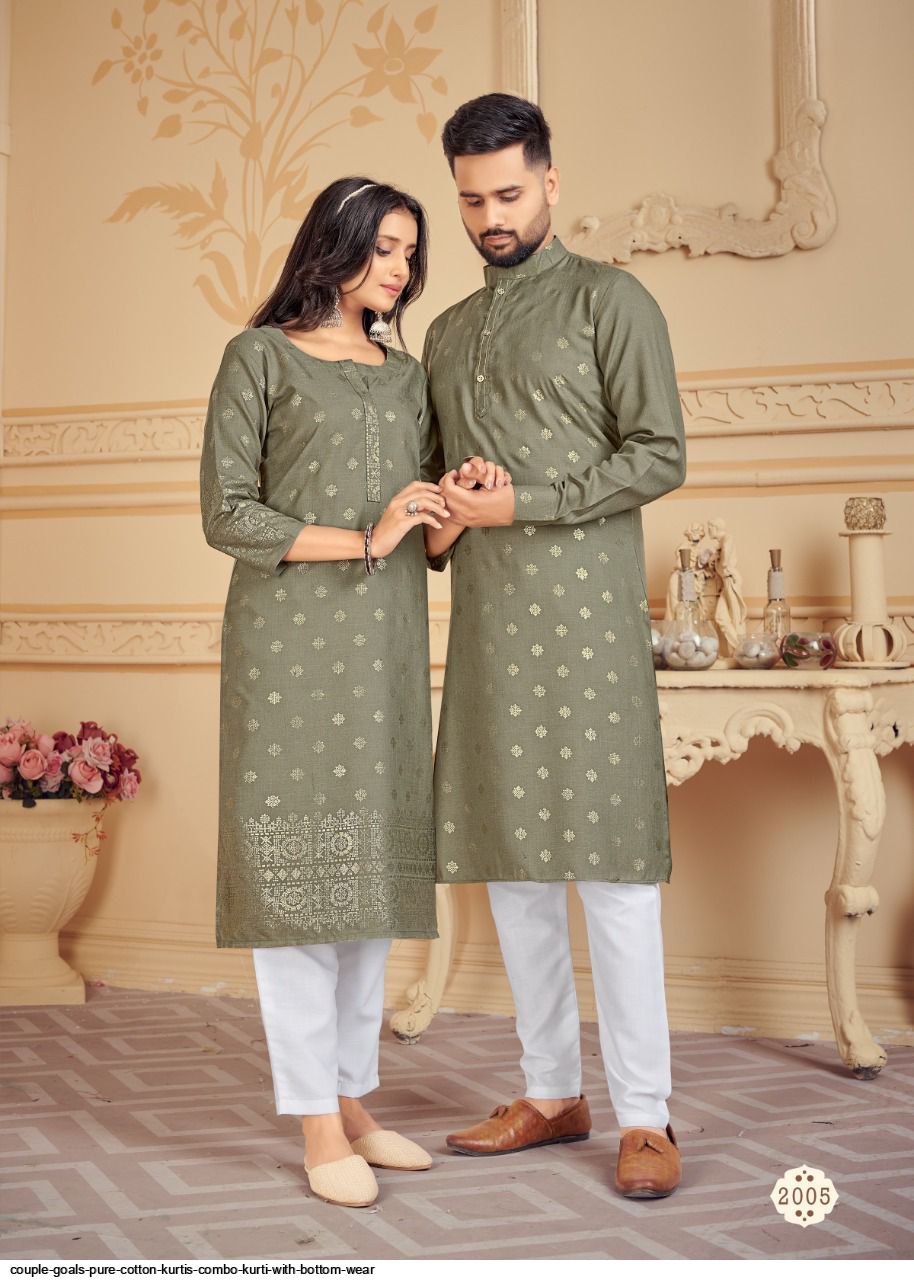 COUPLE GOALS PURE COTTON KURTIS WITH BOTTOM WEAR A
