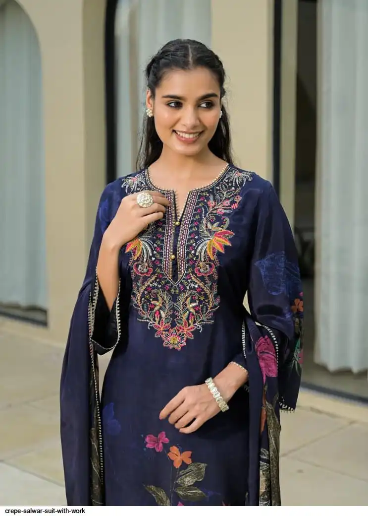 CREPE SALWAR SUIT WITH WORK B