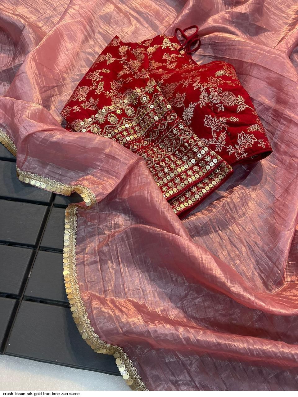 Gold Tissue Zari Woven Saree main image 1