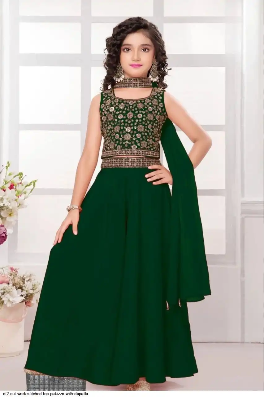 D 2 CUT WORK STITCHED TOP PALAZZO WITH DUPATTA C