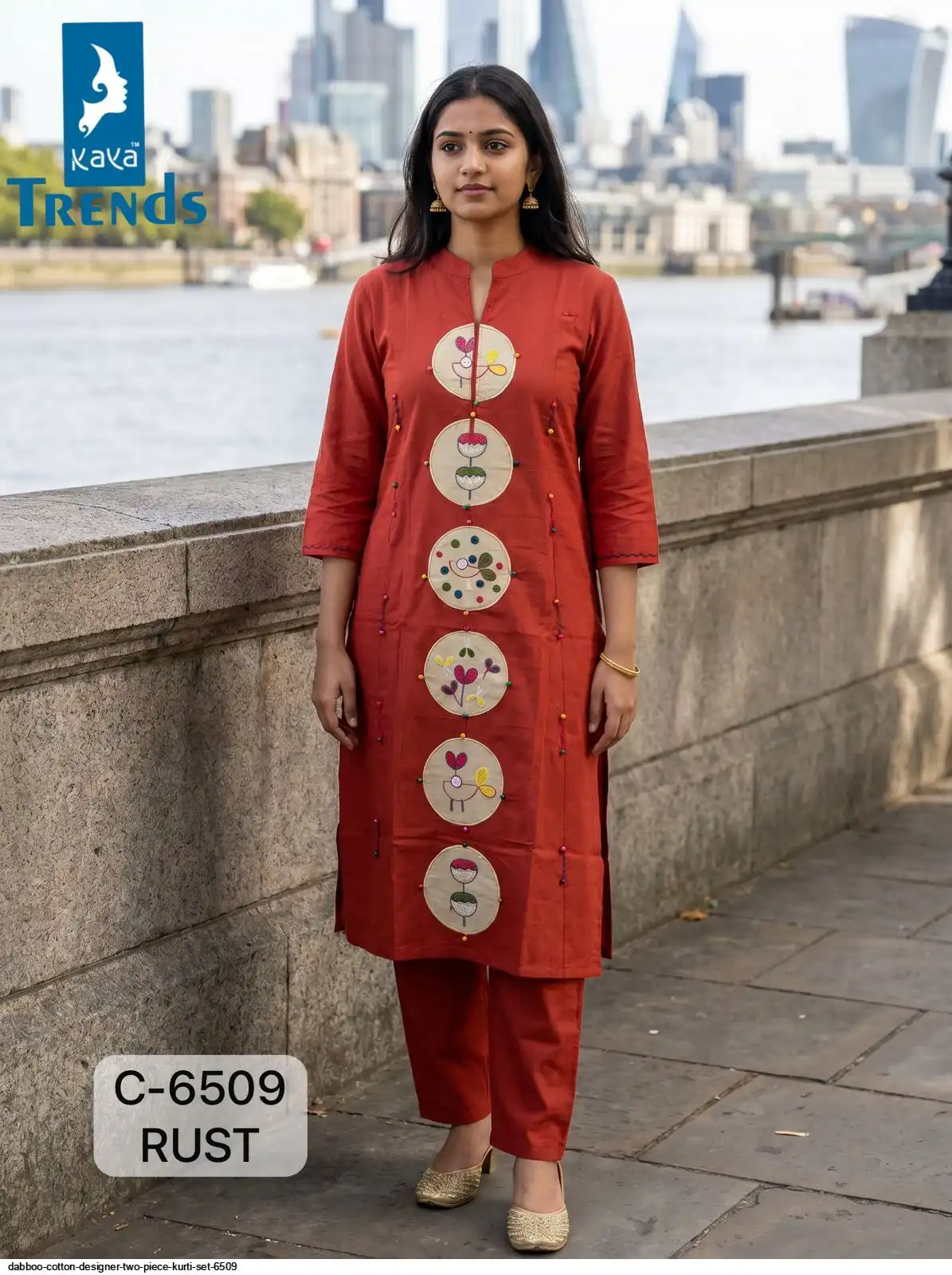 DABBOO COTTON DESIGNER TWO PIECE KURTI SET 6509 B
