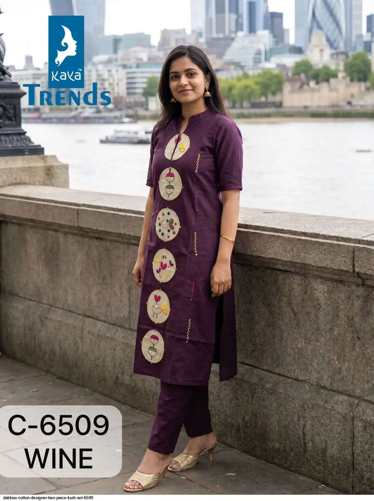 DABBOO COTTON DESIGNER TWO PIECE KURTI SET 6509 D