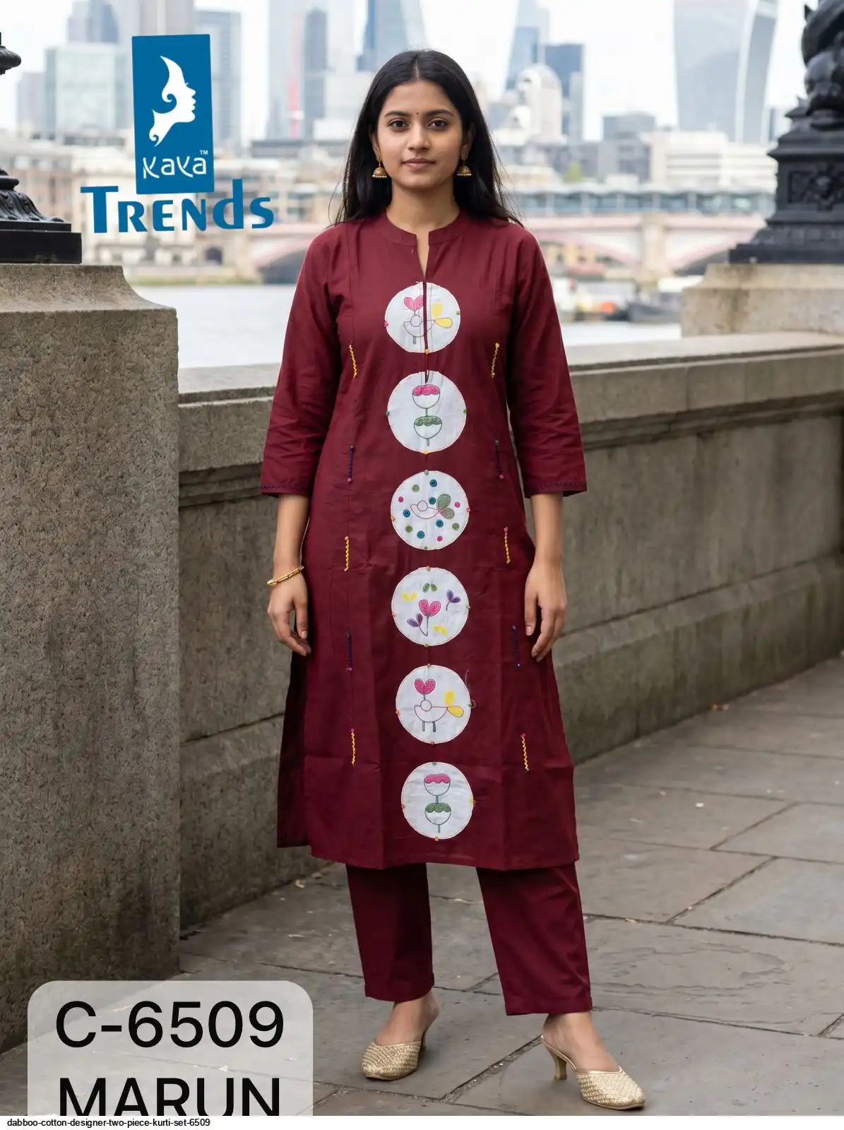 DABBOO COTTON DESIGNER TWO PIECE KURTI SET 6509 E