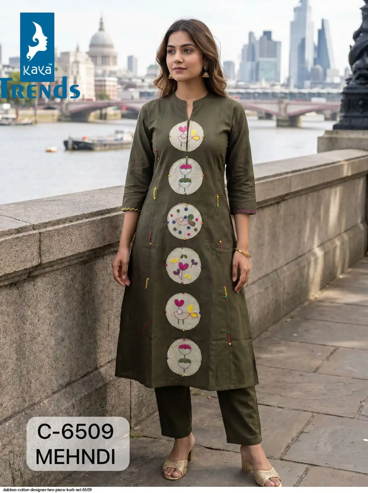 DABBOO COTTON DESIGNER TWO PIECE KURTI SET 6509 C