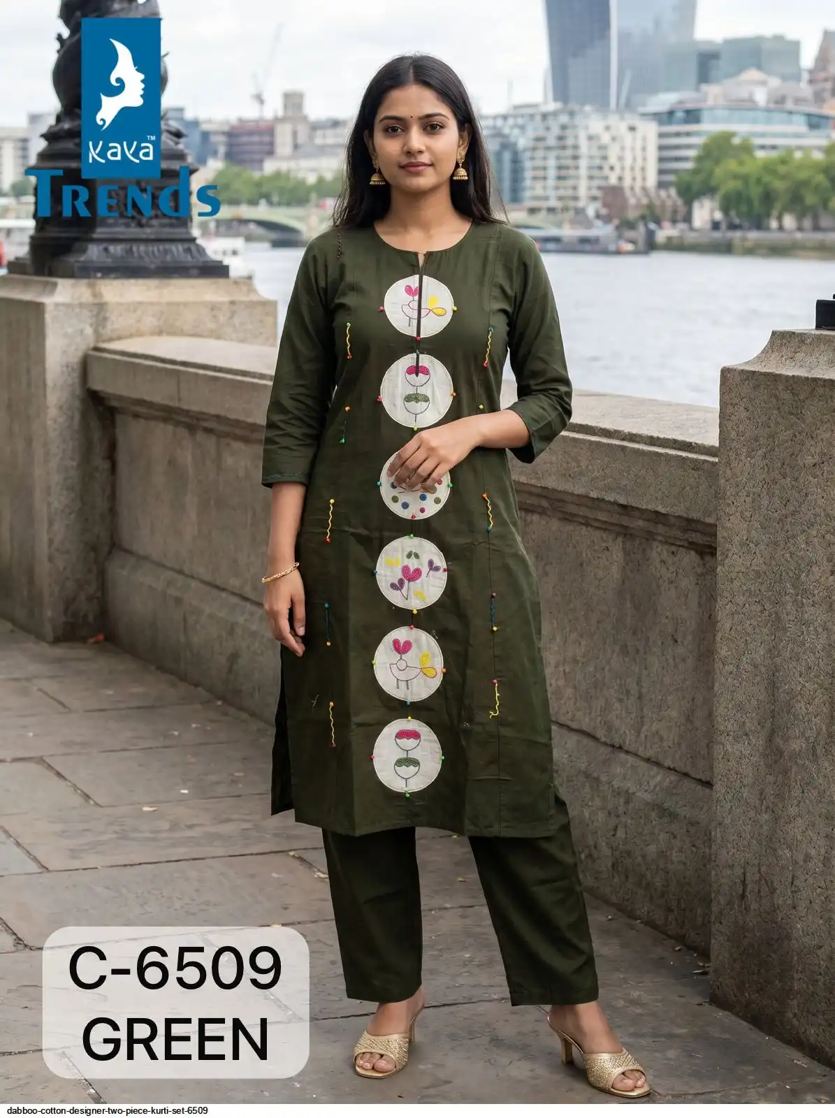 DABBOO COTTON DESIGNER TWO PIECE KURTI SET 6509 F