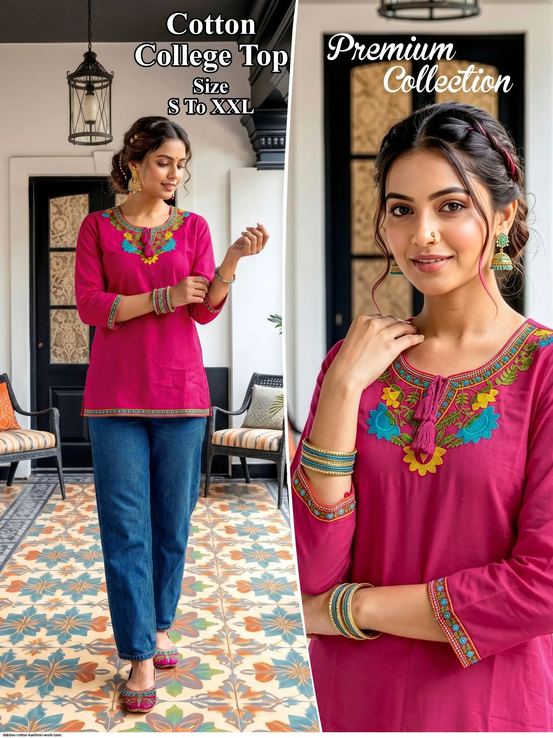 DABBOO COTTON KASHMIRI WORK TUNIC B
