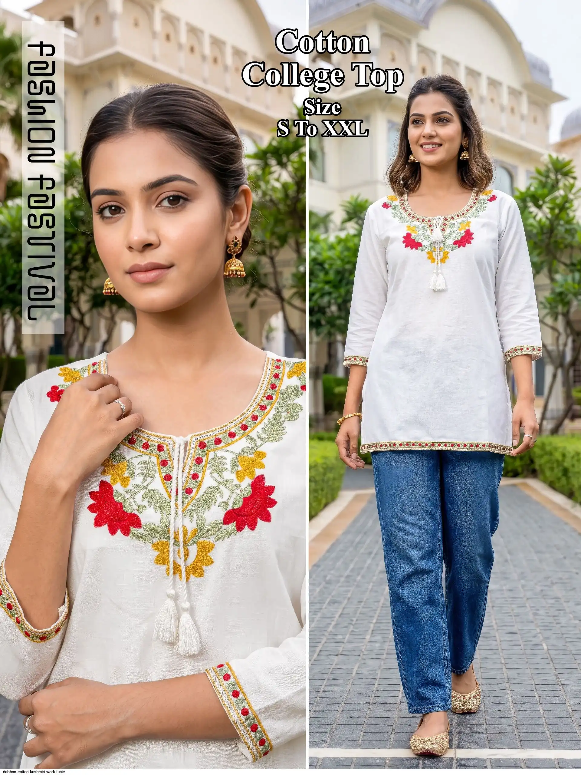 DABBOO COTTON KASHMIRI WORK TUNIC D
